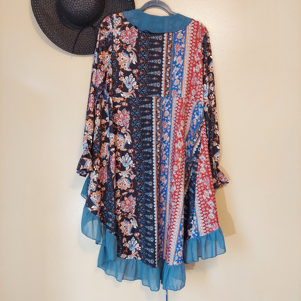 Boho Flowy Kimono Duster XL | Sheer Festival Layering Wrap - Picture 9 of 10